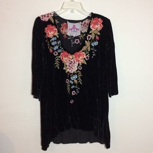 Johnny Was Embroidered Velvet Tunic